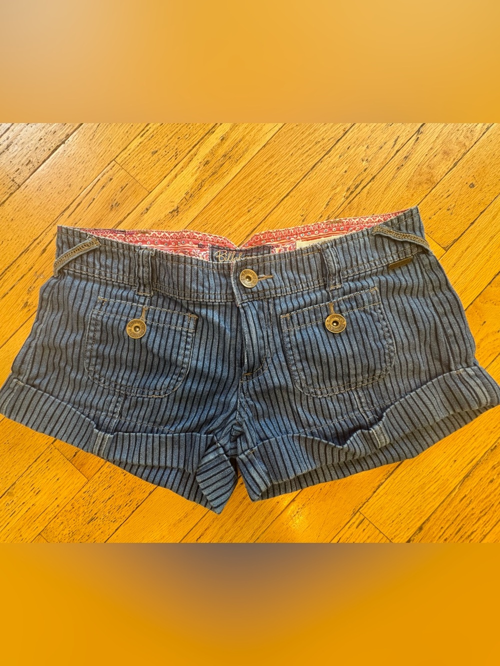 Vintage Y2K Billabong Low-Rise Pinstriped Denim Micro-Shorts